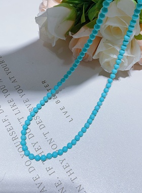 母贝珍珠仿绿松石色项链国风时尚