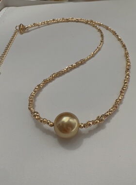 母贝仿珍珠招财金珠注金爆闪小金球路路通项链简约百搭优雅气质女