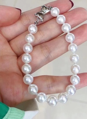母贝珍珠仿AKOYA7-8mm正圆强光蝴蝶结手链日韩百搭精致气质送女友