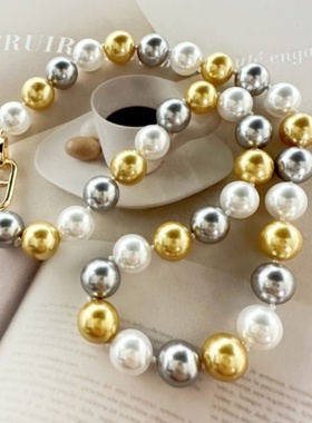 母贝珍珠南洋三兄弟混彩锁骨项链