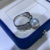 Freshwater pearl round sterling silver full set open ring