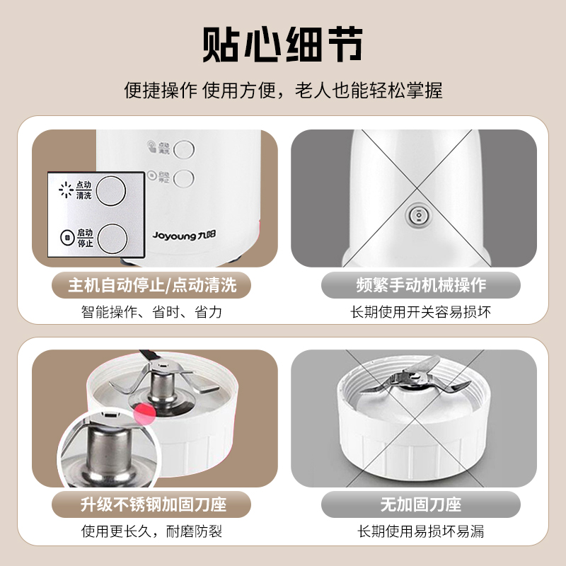 九阳榨汁机家用小型全自动多功绞肉磨粉果汁宝宝辅食料理机C020E-图3