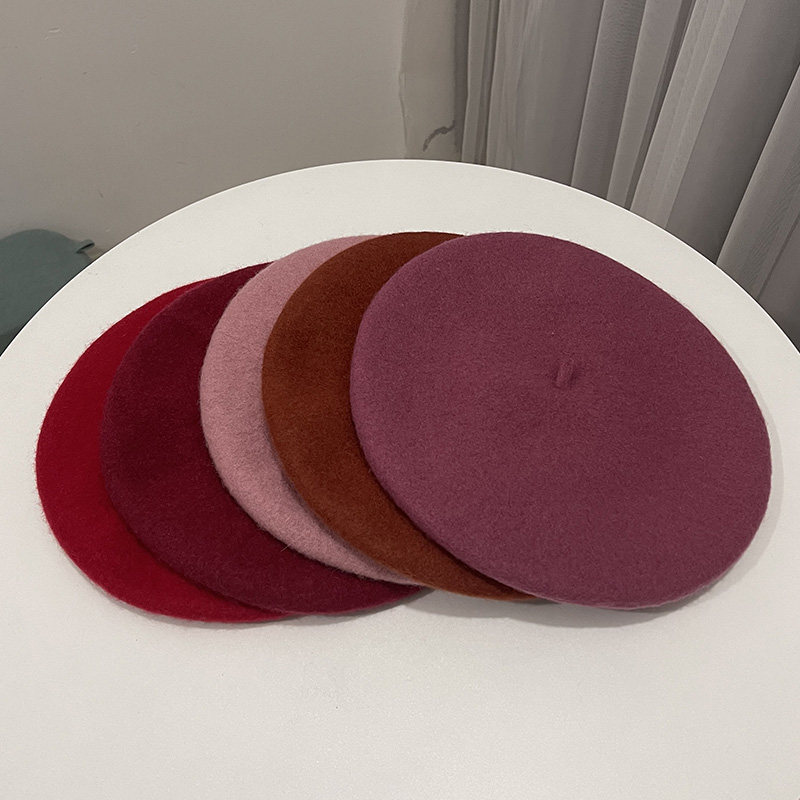 显白火龙果色~羊毛贝雷帽女日系秋冬百搭优雅气质英伦复古画家帽,淘宝优惠券,粉丝福利购,淘宝优惠卷