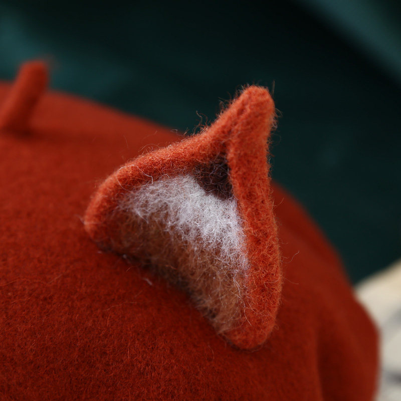 秋冬女帽可爱耳朵羊毛狐狸耳朵贝雷帽森林系画家帽亲子儿童贝雷帽,淘宝优惠券,粉丝福利购,淘宝优惠卷