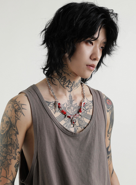 LOVE IS WAR 【红牙】原创手作朋克风y2k高级设计串珠项链