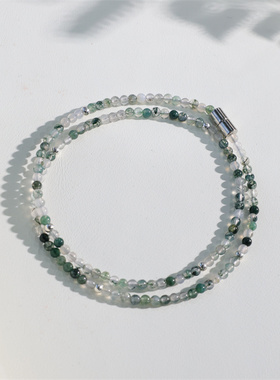 天然水草玛瑙串珠项链