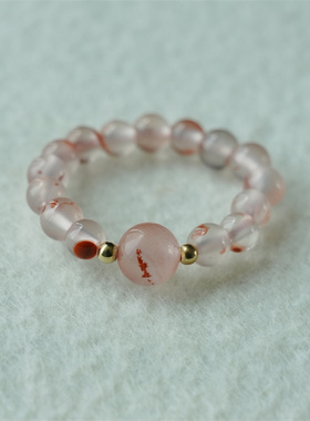 天然南红冰飘戒指新中式