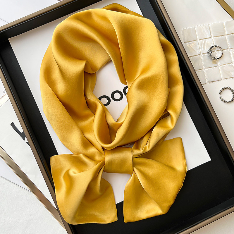 纯黄色真丝桑蚕丝小长条方巾丝巾女搭配衬衫职业装饰脖子领带丝带,淘宝优惠券,粉丝福利购,淘宝优惠卷