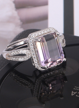 天然宝石戒指紫黄晶时尚