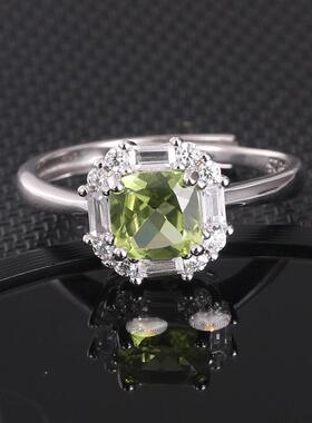 新款流行彩宝镶嵌戒指女纯银