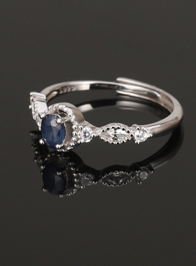 女款银镶宝石时尚个性活口戒指