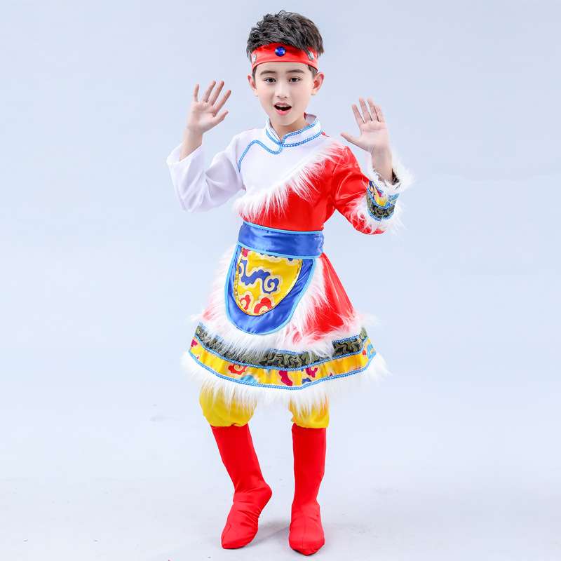 儿童少数民族服装男童中小学生幼儿藏族蒙古族表演舞蹈演出服装