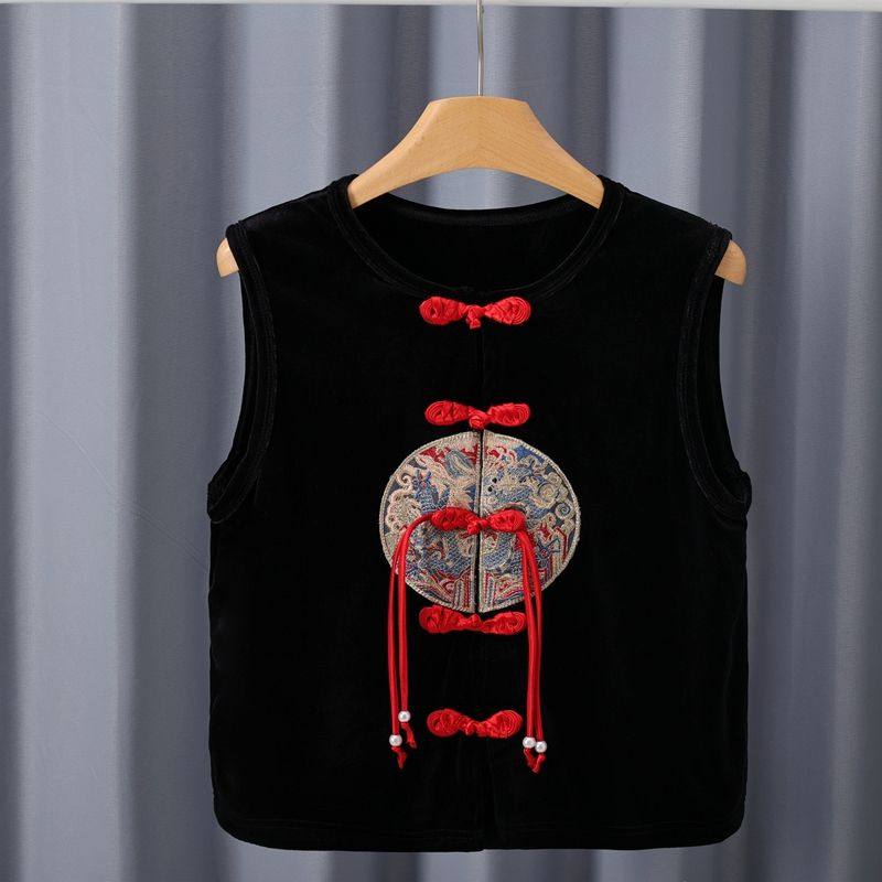 新款秋冬广场舞服上衣金丝绒国风刺绣盘扣马甲运动跳操舞蹈衣服女,淘宝优惠券,粉丝福利购,淘宝优惠卷