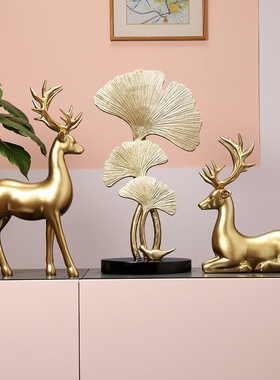 招财银杏叶玄关柜摆件装饰品