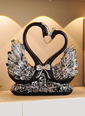 树脂中式天鹅摆件轻奢装饰摆件