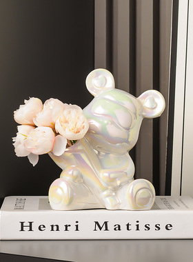 欢迎回家轻奢装饰画手捧花花瓶