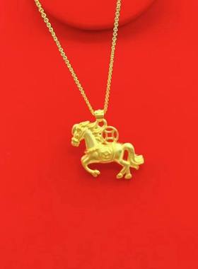 足金吊坠黄金24k项链本命年马款