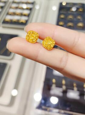正品金包银耳针足金黄金2