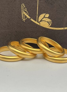 999足金古法戒指24k黄金闭口素圈