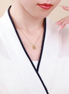 纯金24k黄金项链马到成功福字链