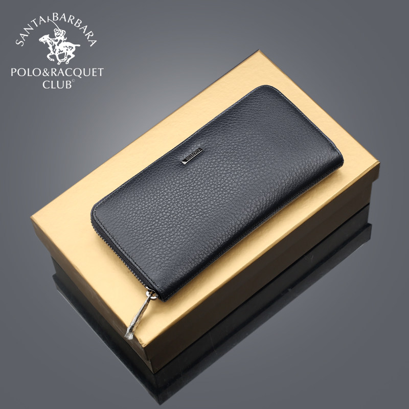 圣大保罗手包男真皮青年商务长款钱包拉链手拿包头层牛皮手抓皮夹