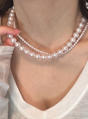 春季新款 曼塔玫瑰 调粉紫色珍珠项链法式温柔轻奢小众锁骨链