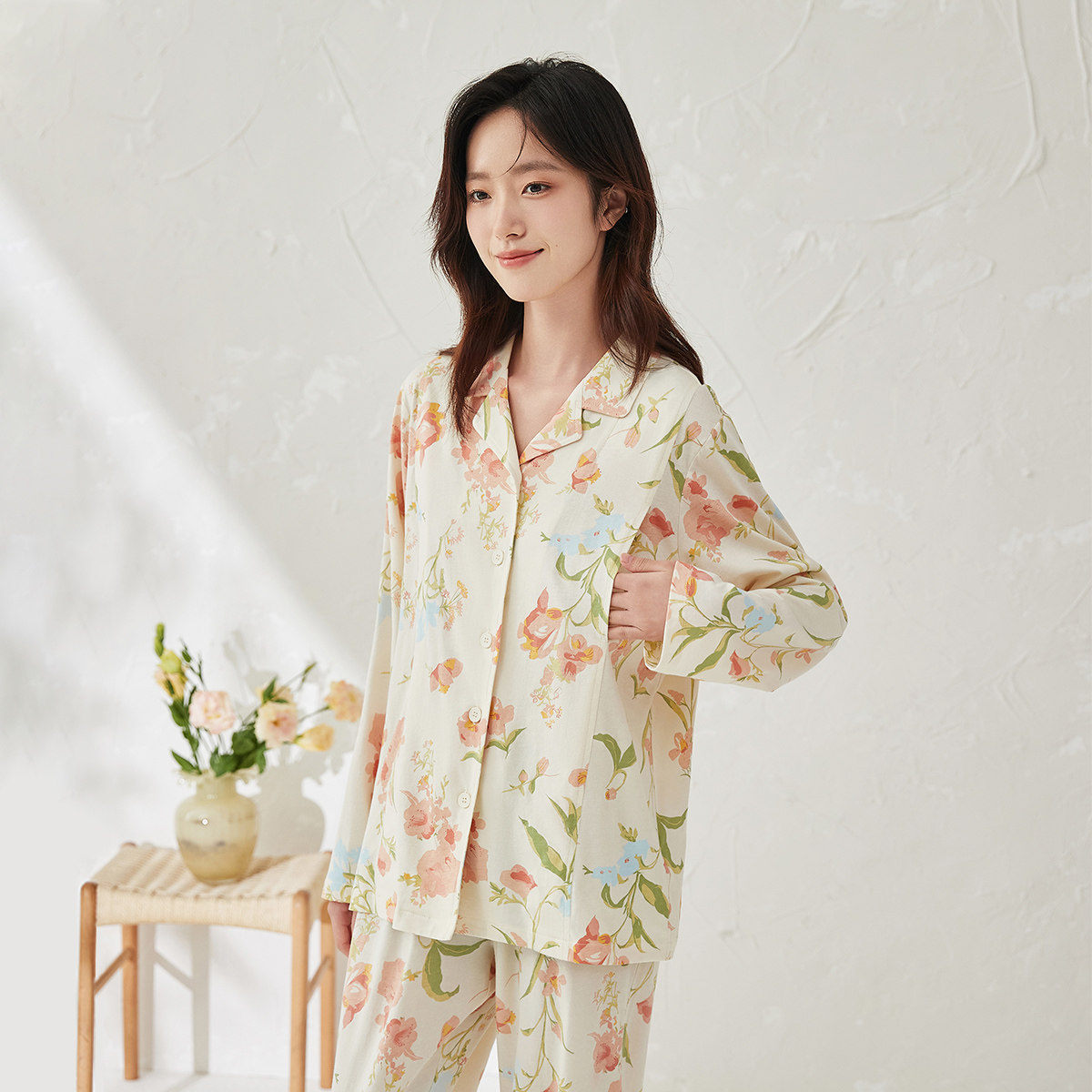 Dingguagua women's pajamas and home clothes set can be worn outside
