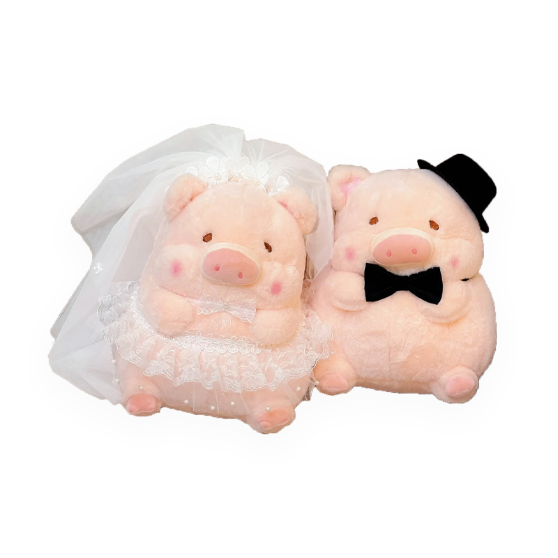 lulu猪压床娃娃一对结婚新款高档小猪公仔玩偶抱枕喜娃娃新婚礼物 - 图3