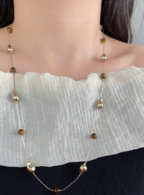 欧比雅比法式时尚长款毛衣链小众设计高级感轻奢气质项链25269