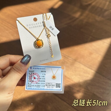 柏拉翡丽S925纯银项链轻奢小众设计高级感锁骨链蜜蜡精致000180