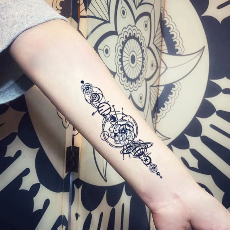 彼岸花纹身贴防水仿真半永久暗黑系花臂果汁贴纹身性感小图案