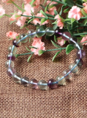 萤石天然雕刻水晶手链