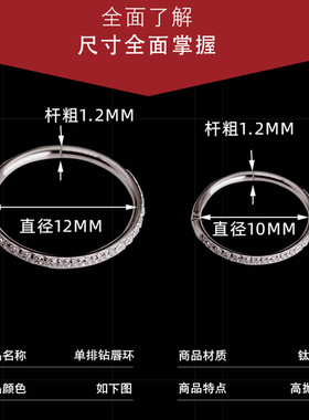 热波朋克钛钢女锆石精致唇环耳环