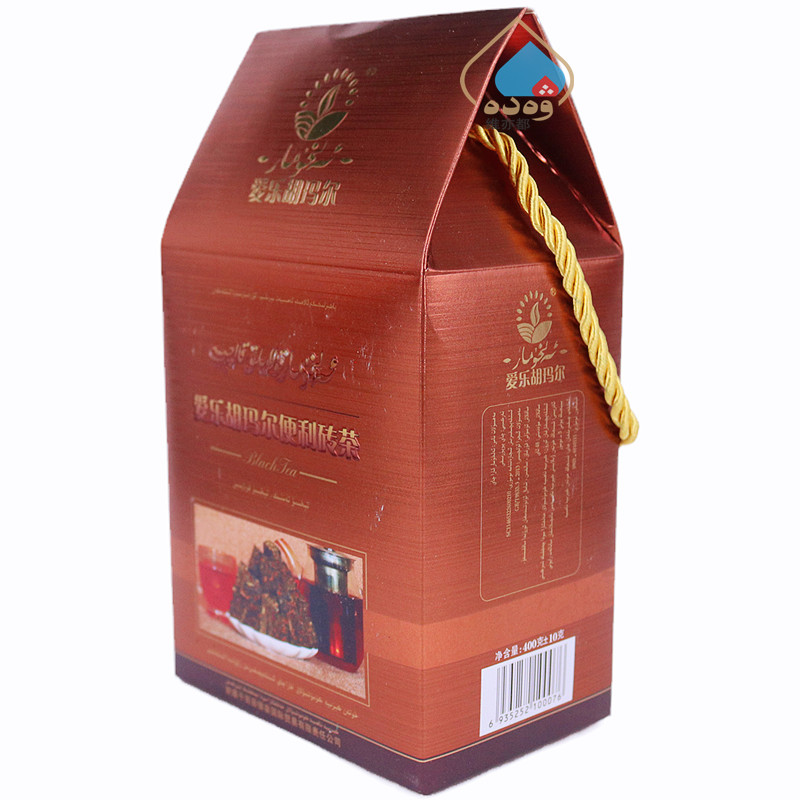 新疆爱乐胡玛尔便利砖茶400g小块黑砖茶礼盒装可煮奶茶800g包邮-图0