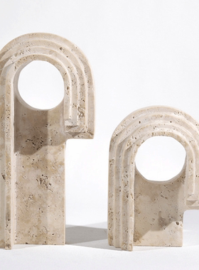 中古风创意天然洞石书档摆件民宿