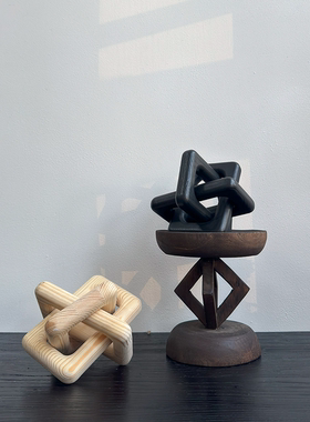 中古风轻奢创意天然实木长型环套