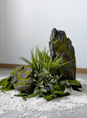 仿真苔藓假山石头摆件户外装饰