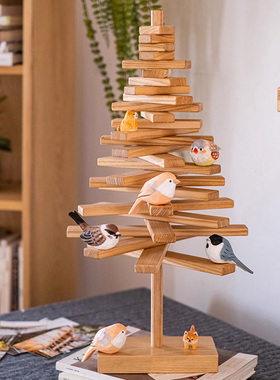 北欧风创意实木圣诞树装饰摆件