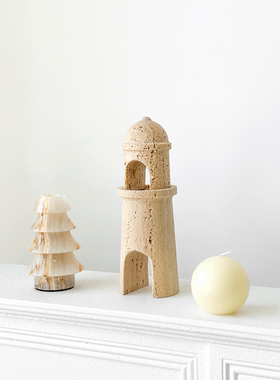 侘寂风黄洞石城堡摆件