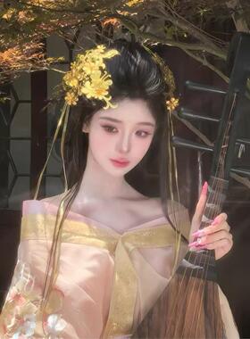 兰香如故同款发饰发簪古代发饰刘亦菲虞姬头饰金色银色富贵长流苏