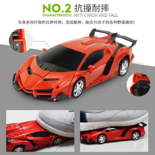 变形遥控车可充电动金刚机器人警车儿童玩具赛车男女孩子生日礼品 - 图1