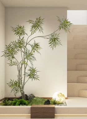 大型仿真绿植造景盆栽景观十大功劳禅意橱窗假树仿生植物盆景摆件