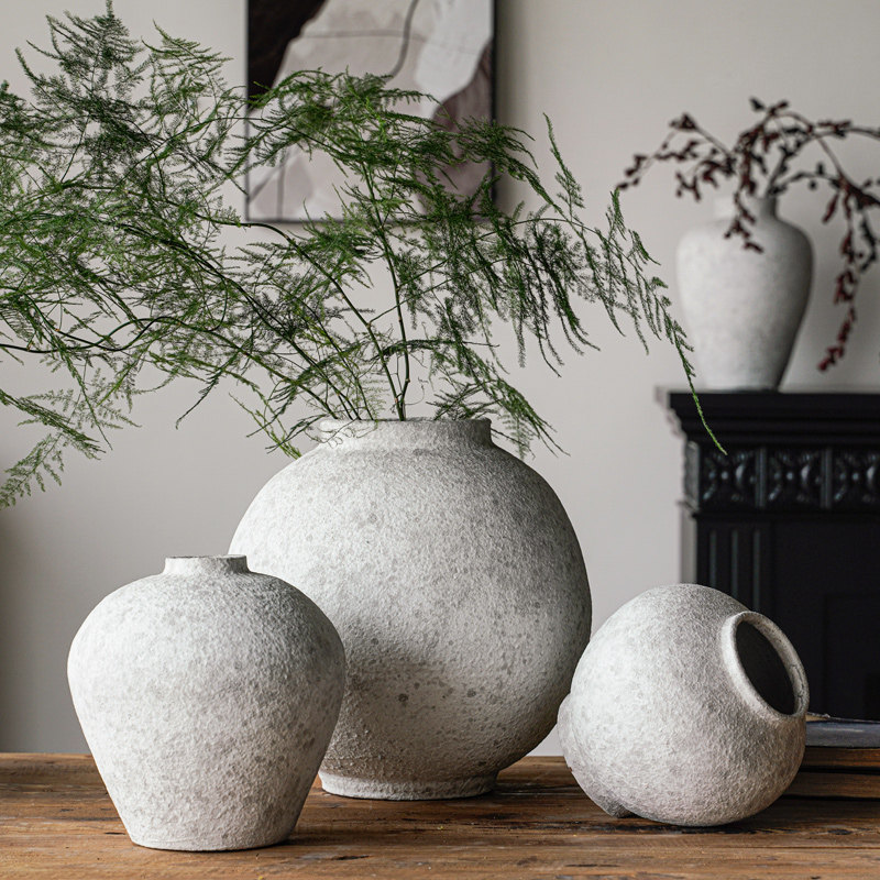 中式复古手工粗陶罐花瓶陶瓷落地花器摆件客厅水养酒店民宿装饰品,淘宝优惠券,粉丝福利购,淘宝优惠卷