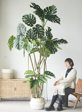 仿真绿植龟背竹客厅办公室仿生室内植物盆栽摆件落地装饰假龟背树