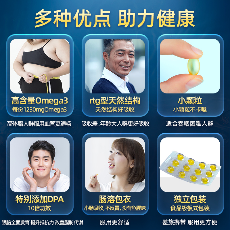 GNC健安喜深海鱼油97%高纯度EPA鱼油omega3高浓度60粒2盒,淘宝优惠券,粉丝福利购,淘宝优惠卷