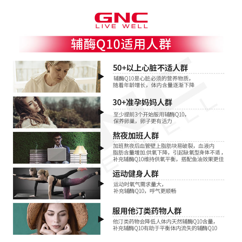 gnc健安喜美国进口辅酶q10软胶囊辅酶ql0心脏保健品coq10 100mg*2 - 图2