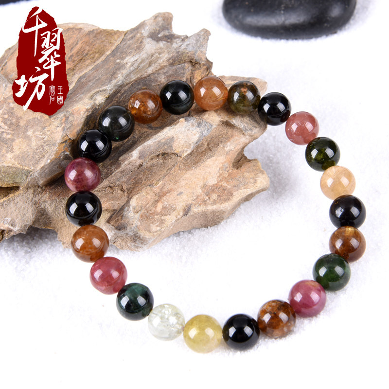 千翠坊碧玺天然女款彩色水晶手链 千翠坊手链
