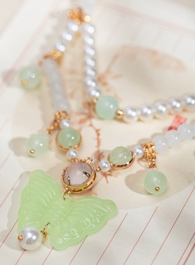 汉服璎珞圆珠项链琉璃