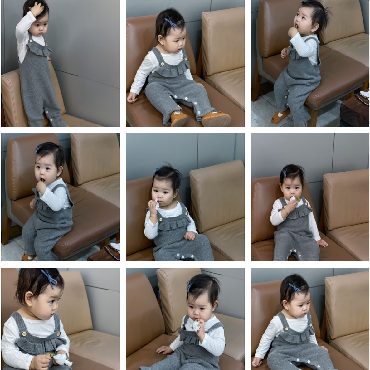 爱诺蒙莎婴儿针织背带裤女宝宝灰色花边连体裤子无袖棉线爬服,淘宝优惠券,粉丝福利购,淘宝优惠卷