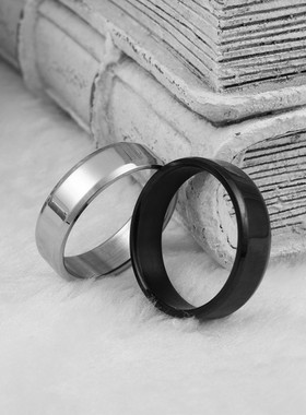 6mm韩版钛钢男士戒指氚气嘻哈